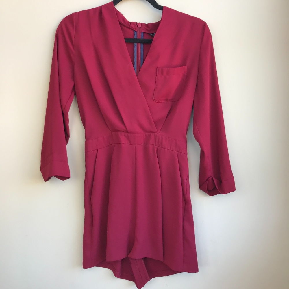 Women's TopShop US 4 Cranberry Red V Neck Romper